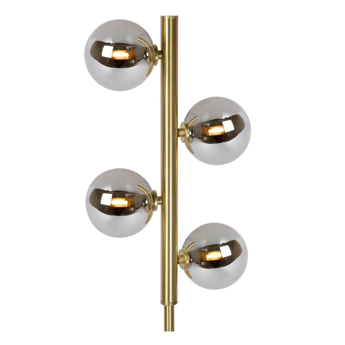 LAMPA STOJĄCA 45774/04/02 TYCHO - kolor mosiężny/jasnoszary, Design, metal/szkło (26/25/154cm) - Lucide