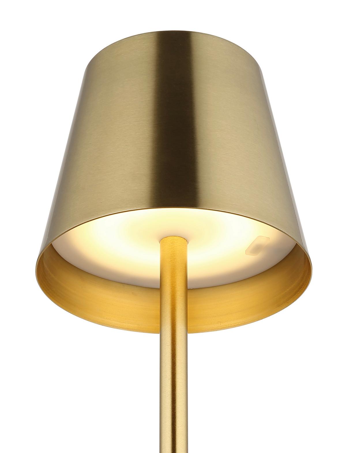 AKKU-TISCHLEUCHTE 58438M VANNIE - Weiss/Messingfarben, Design, Kunststoff/Metall (11,2/47cm) - Globo
