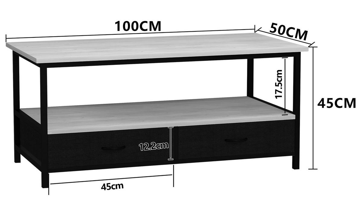 COUCHTISCH FLONILA - Honigeiche/Schwarz, Design, Holzwerkstoff/Metall (100/50/45cm) - MID.YOU
