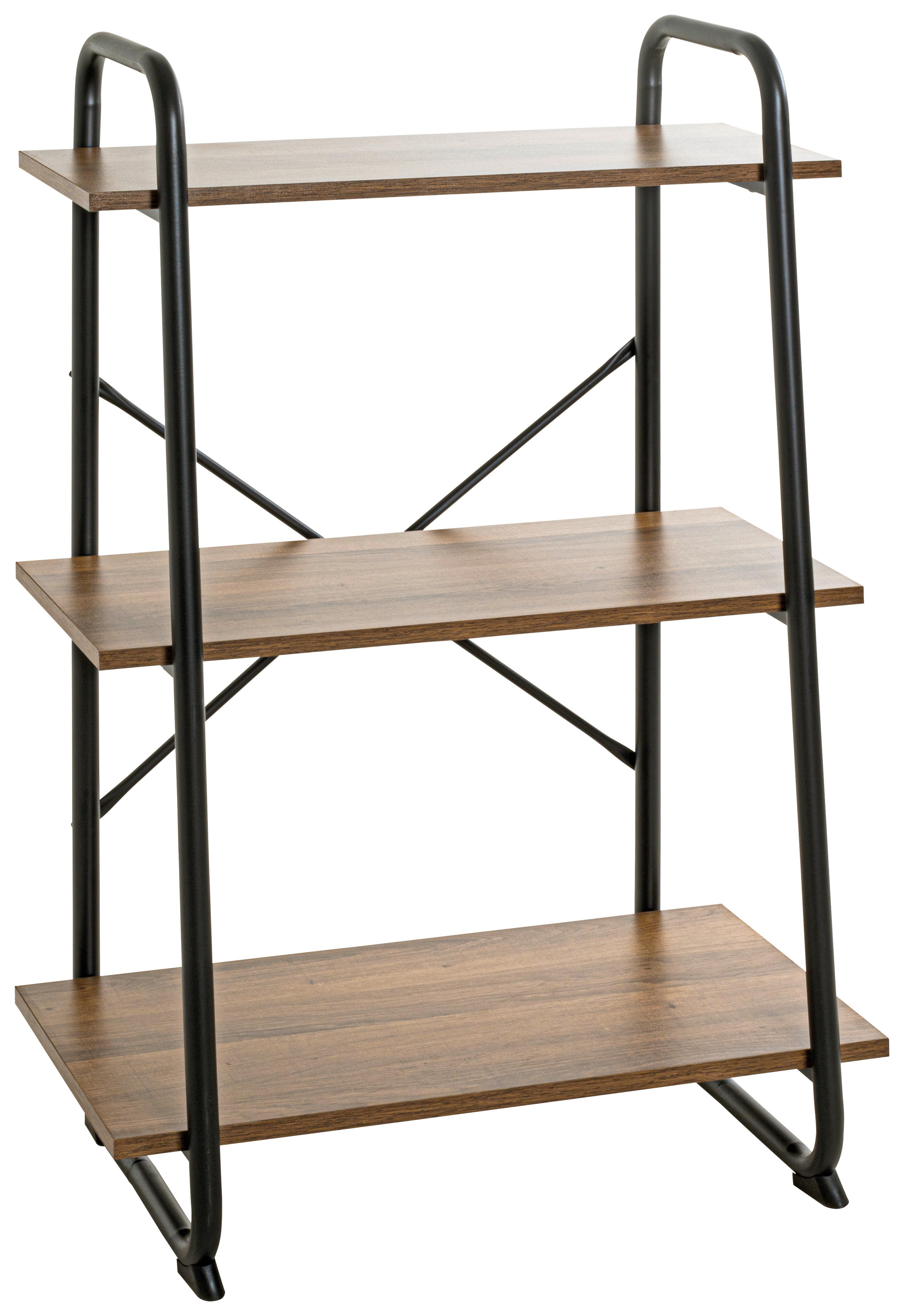 Regal Hengelo 3 in Schwarz/Eichefarben - Eichefarben/Schwarz, MODERN, Holzwerkstoff/Metall (60/93/36cm) - Mömax