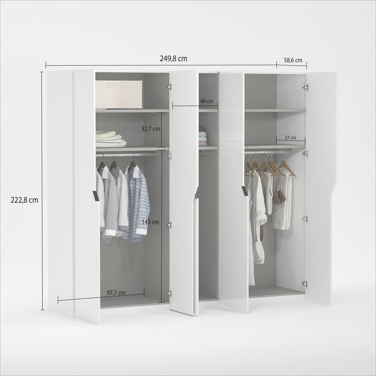 SZAFA UCHYLNA AMETISTA - biały wysoki połysk/czarny, Design, materiał drewnopochodny/metal (250/223/62cm) - Novel