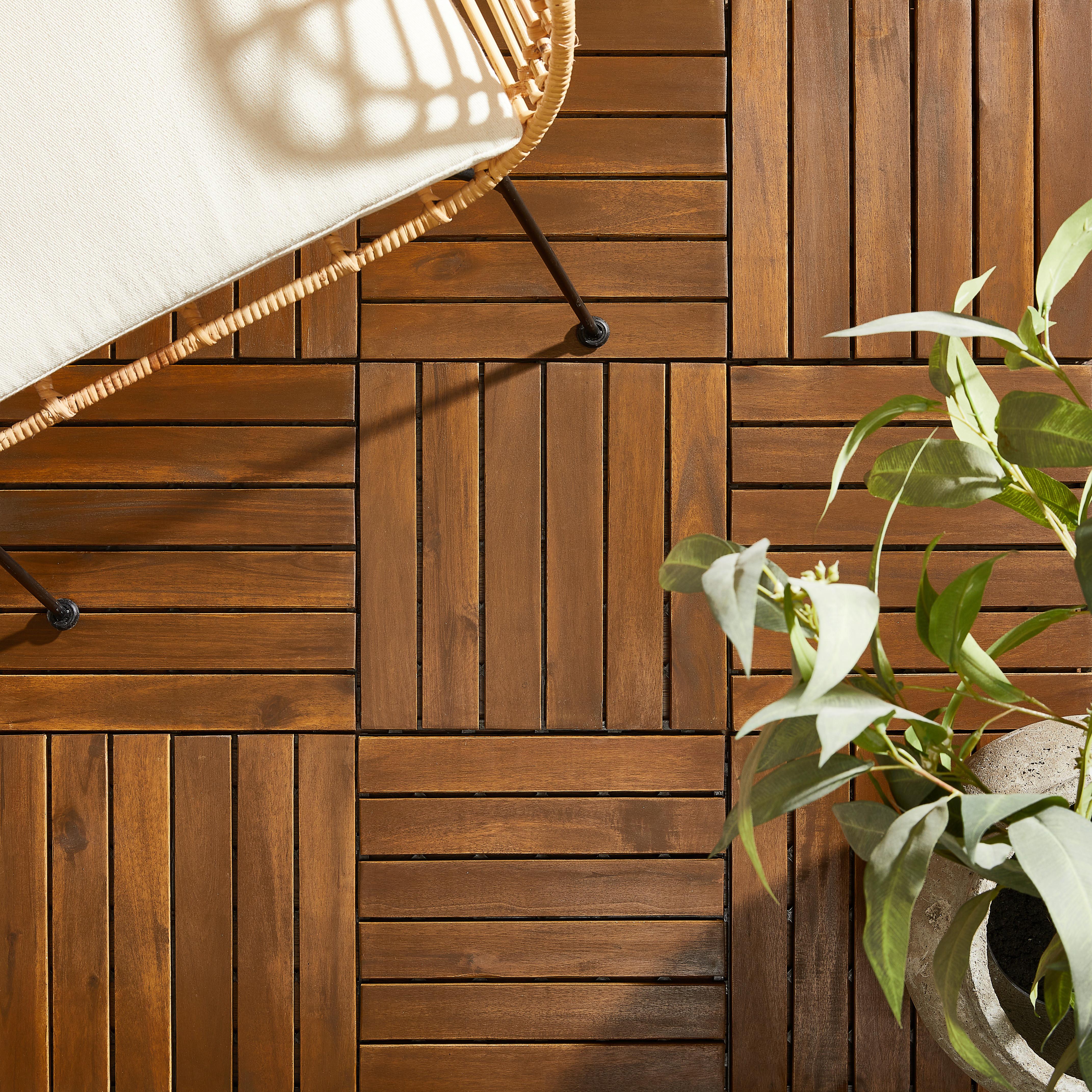 PŁYTKA TARASOWA AKACJOWA BRĄZOWA - czarny/ciemnobrązowy, Modern, tworzywo sztuczne/drewno (30/30/2,4cm) - Ambia Garden