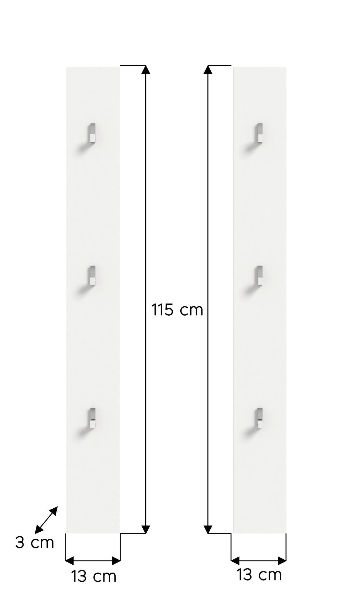 GARDEROBENPANEEL PROJEKT X - Weiss Hochglanz/Weiss, Design, Holzwerkstoff (13cm) - Livetastic