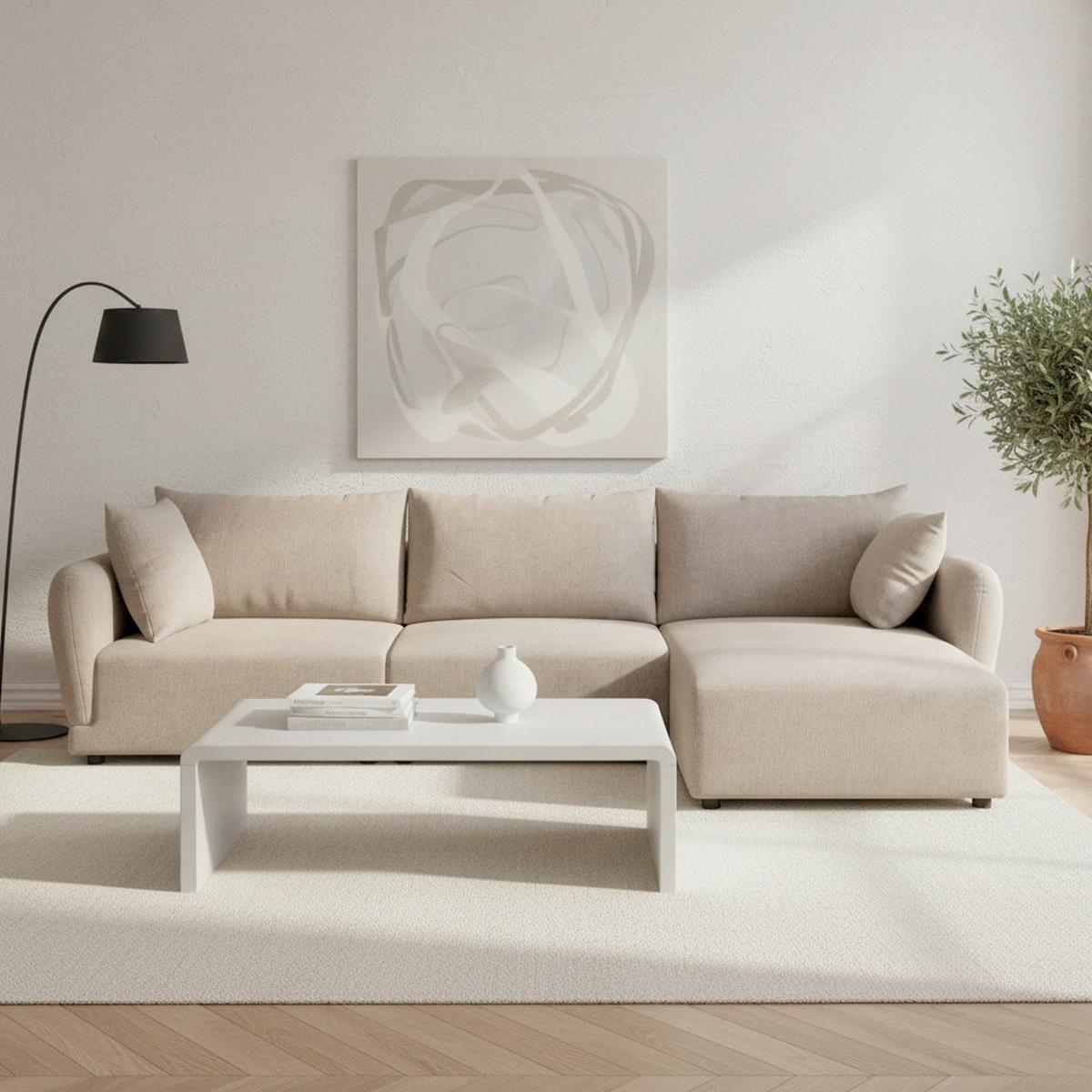 Kutna Garnitura Nicole - bež/crna, Moderno, tekstil/drvo (306/162cm) - Bessagi Home