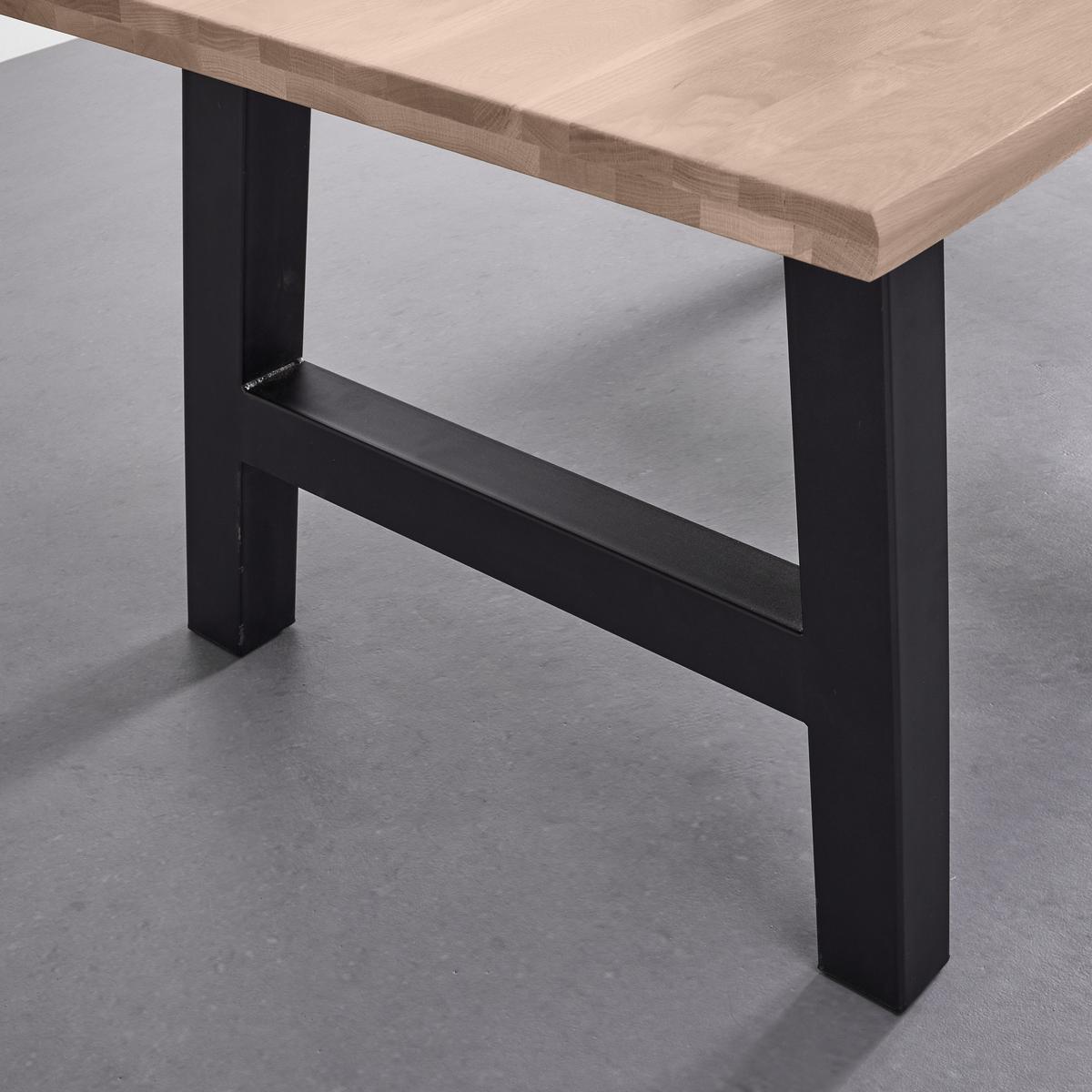 Esstisch Paulina in Holz Eiche massiv ca. 180x90x76 cm - Eichefarben/Schwarz, MODERN, Holz/Metall (180/90/76cm) - Bessagi Home