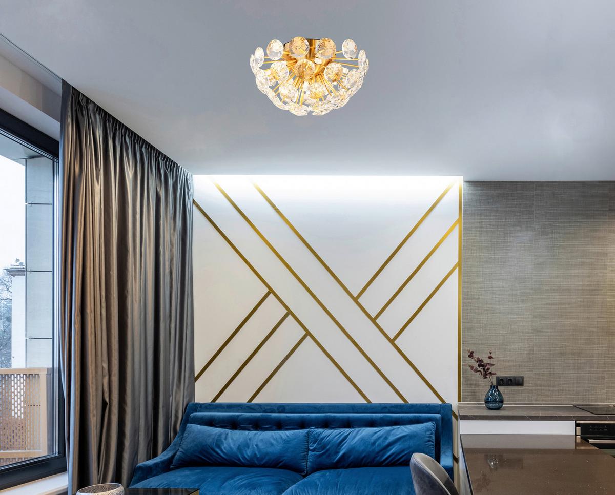 DECKENLEUCHTE 16047D VIRINA - Klar/Goldfarben, Konventionell, Glas/Metall (39/22cm) - Globo