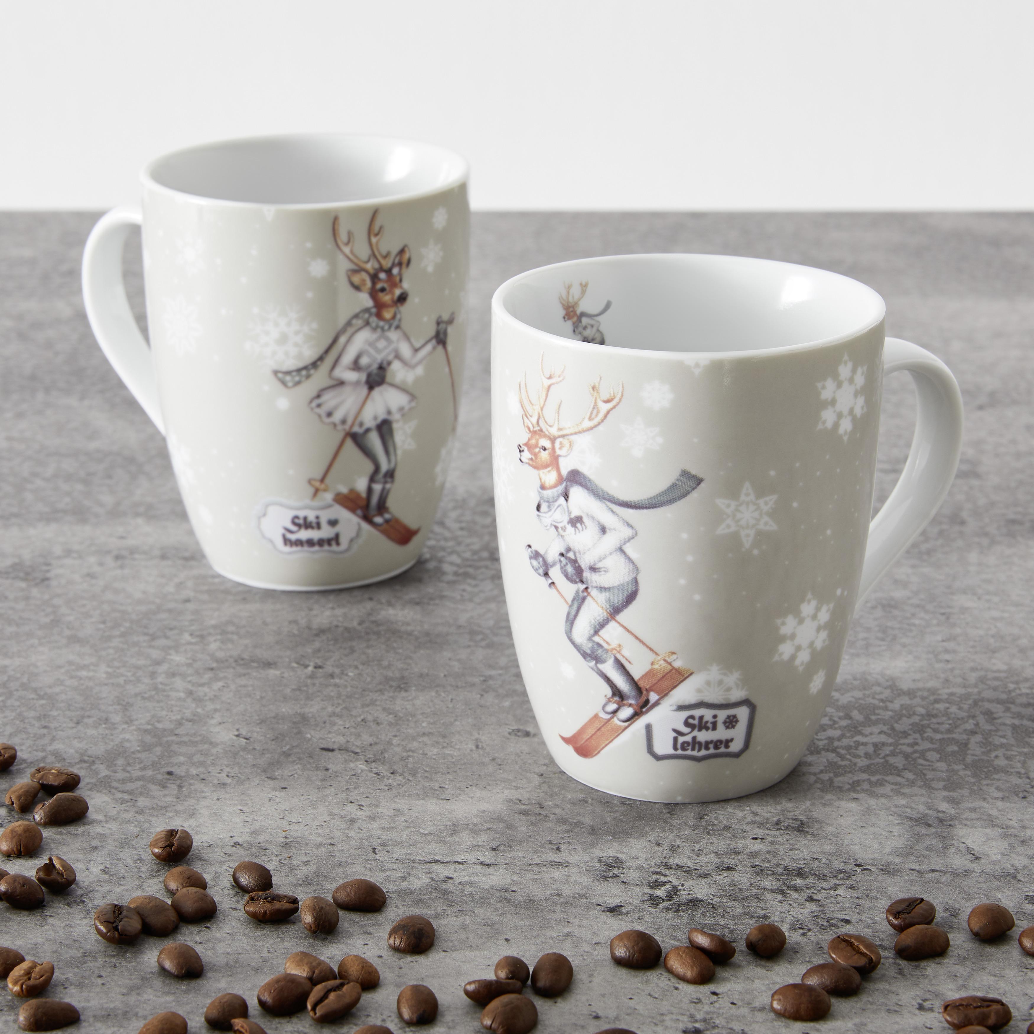 Kaffeebecherset Skilehrer, 2-teilig - Multicolor, MODERN, Keramik (8,2/10,3cm) - Bessagi Home
