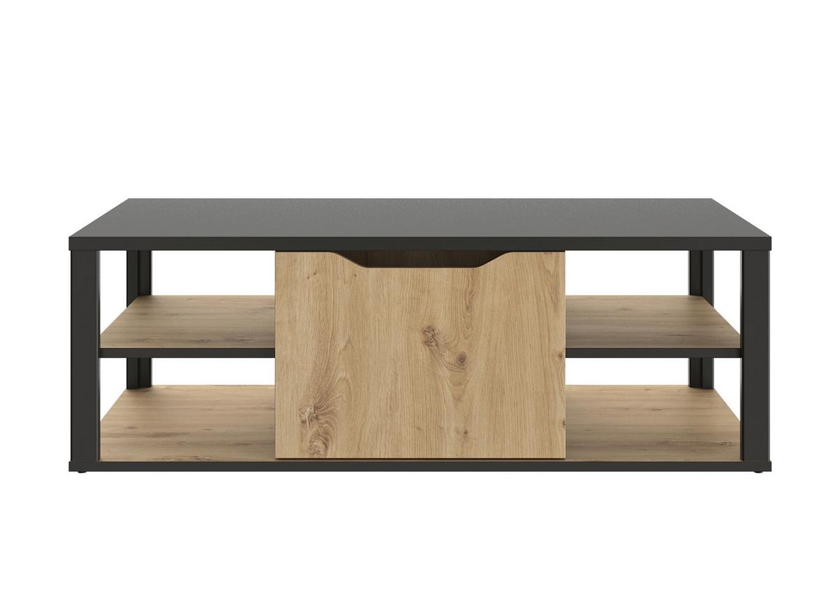 STOLIK KAWOWY MALO - kolor dębowy/czarny, Design, materiał drewnopochodny (110/60/38cm) - MID.YOU