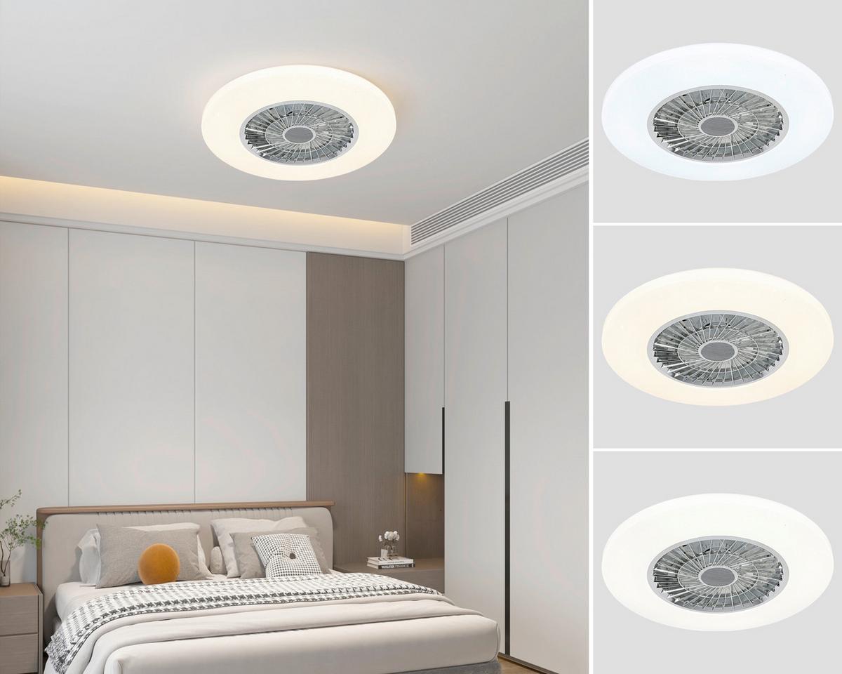 LED-Deckenleuchte Luftiku Weiß/Chromfarben max. 50 Watt - Chromfarben/Weiß, KONVENTIONELL, Kunststoff/Metall (58/14,5cm) - Premium Living