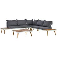 Lounge Garnitura Madeira, Bela, Siva, Les Akacije - temno siva/bela, Moderno, kovina/tekstil (90/30/70cm) - Beldano