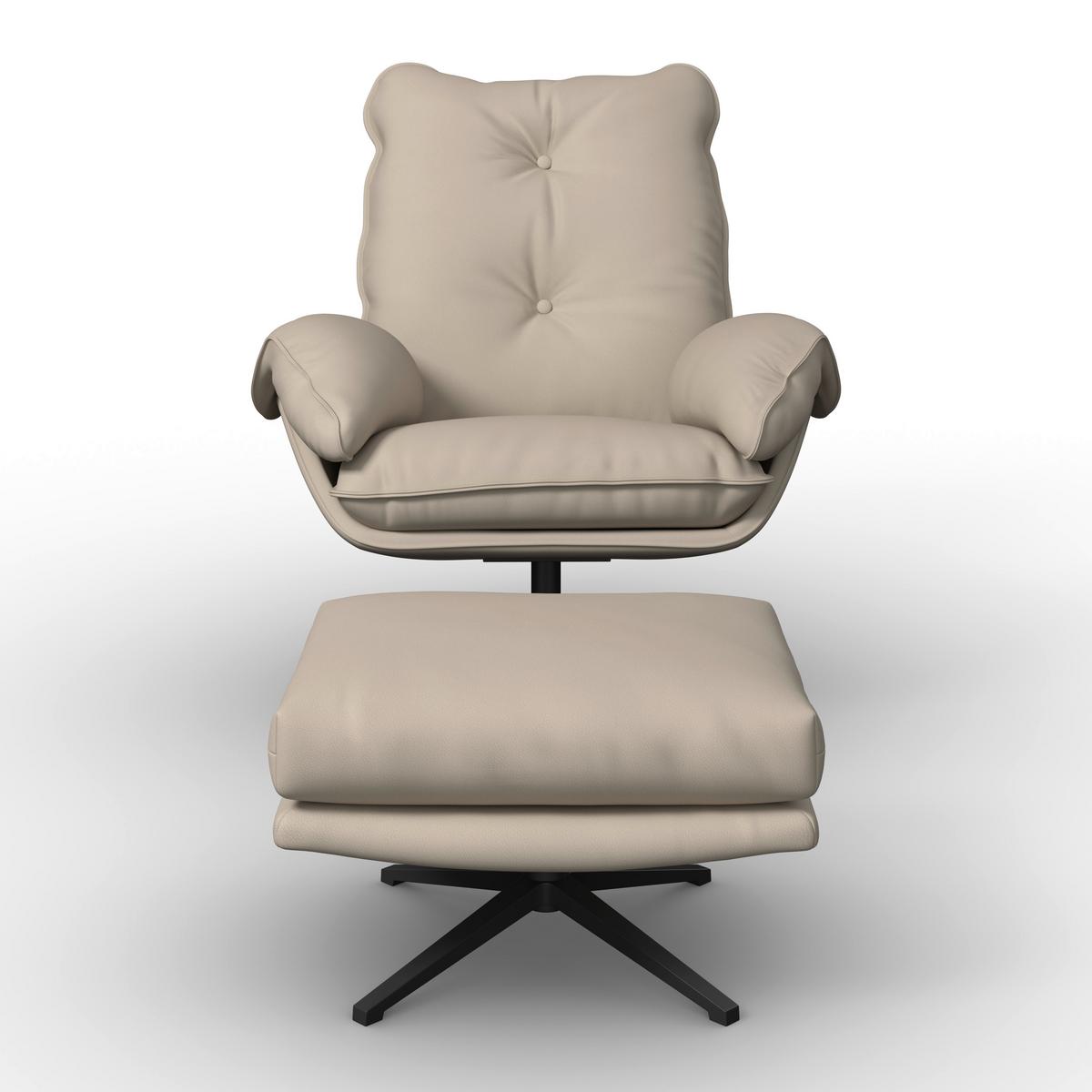 Sessel Andrea Lederlook Beige - Beige/Schwarz, MODERN, Holz/Textil (82/105/80cm) - Bessagi Home