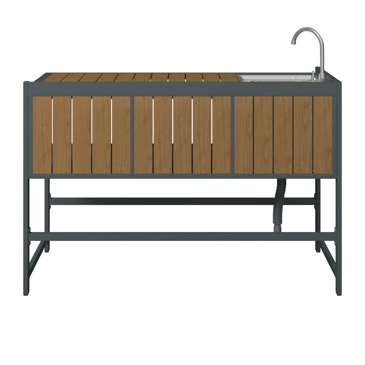 Outdoorküche Levi 2 Anthrazit/Naturfarben - Anthrazit/Naturfarben, MODERN, Kunststoff/Metall (144cm)