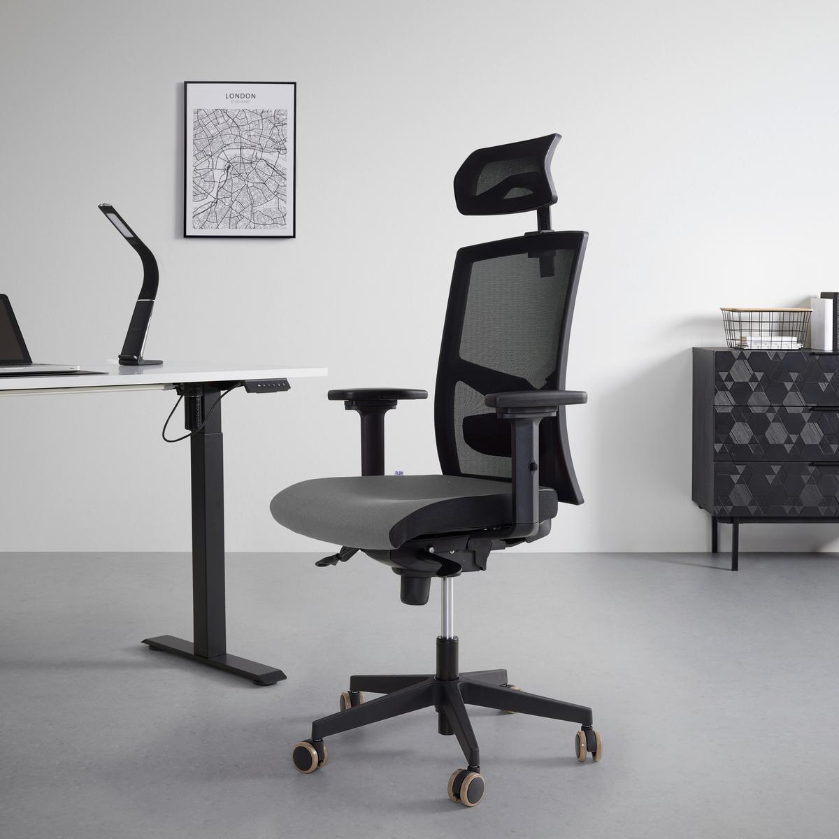 Chefsessel Boss Grau/Schwarz - Schwarz/Grau, MODERN, Kunststoff/Textil (64/142/64cm) - Mömax