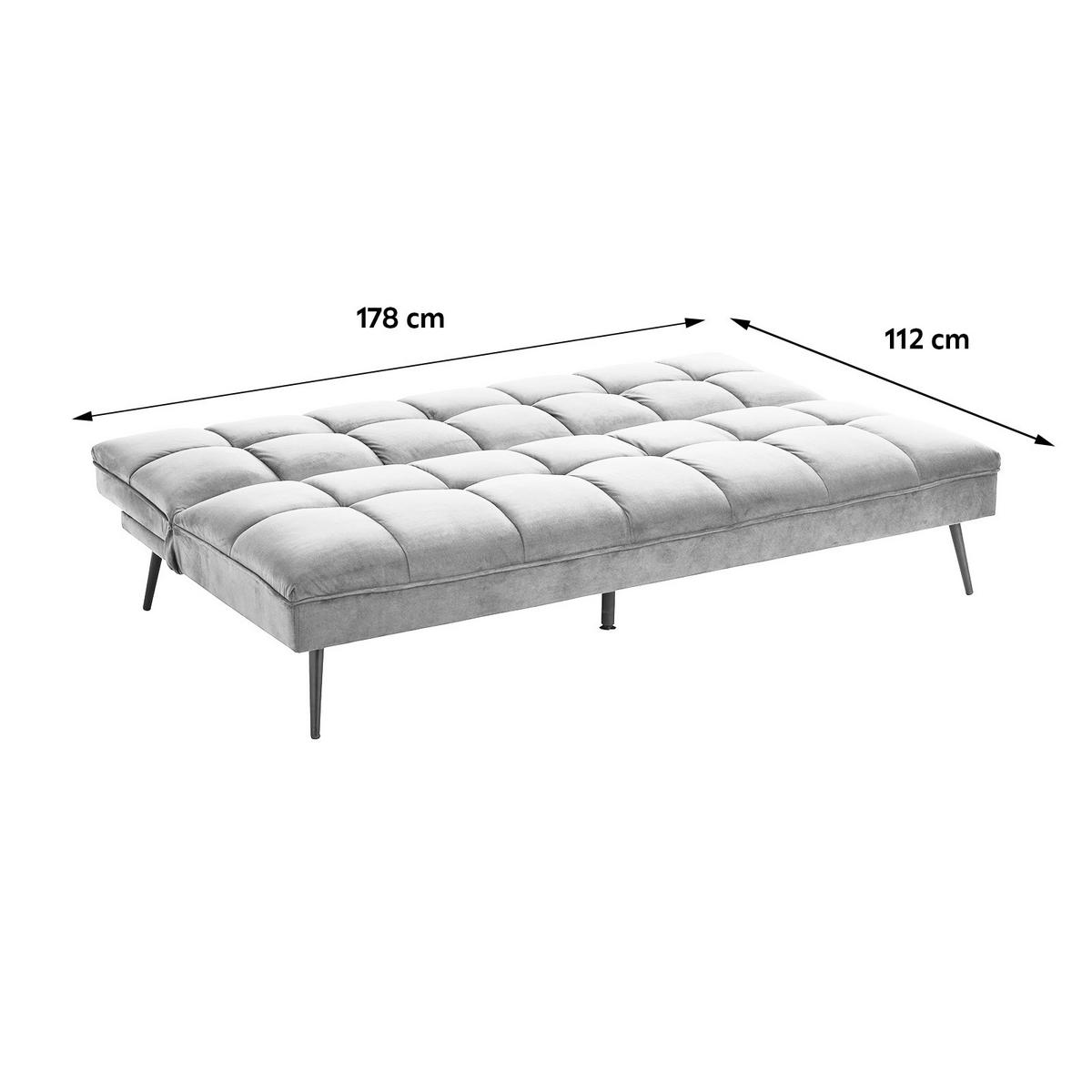 SOFA Z FUNKCJĄ SPANIA PUR - czarny/szary, Modern, metal/tkanina (178/84/98cm) - MID.YOU