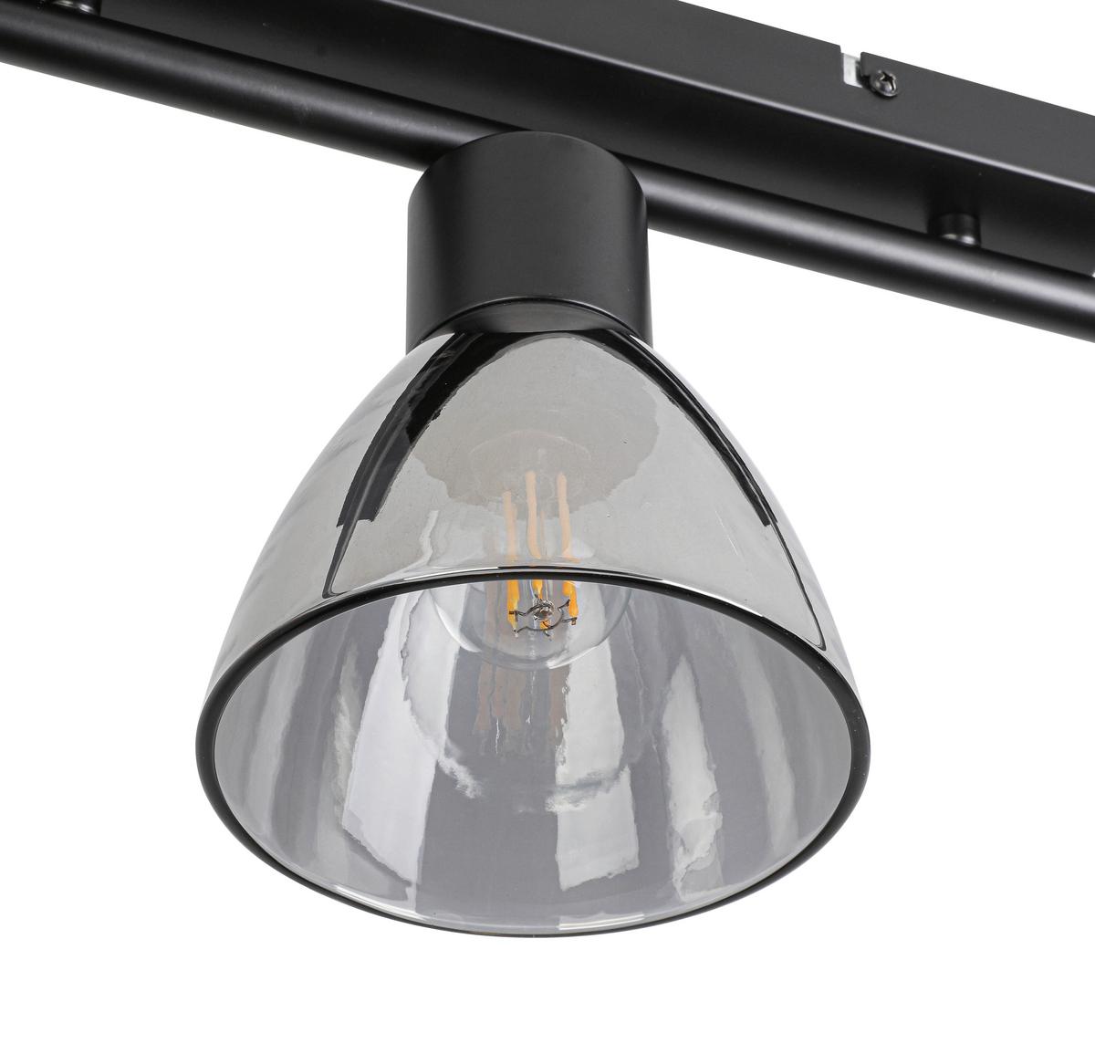 Stropna Svetilka Komol - črna/prosojno, Moderno, kovina/steklo (66/13/22cm) - Modern Living