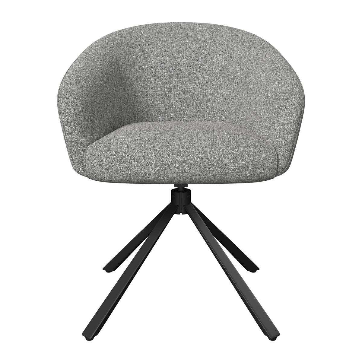 Armlehnstuhl Amina Grau Webstoff Drehbar Gepolstert - Schwarz/Grau, MODERN, Textil/Metall (64/81/63cm) - Bessagi Home