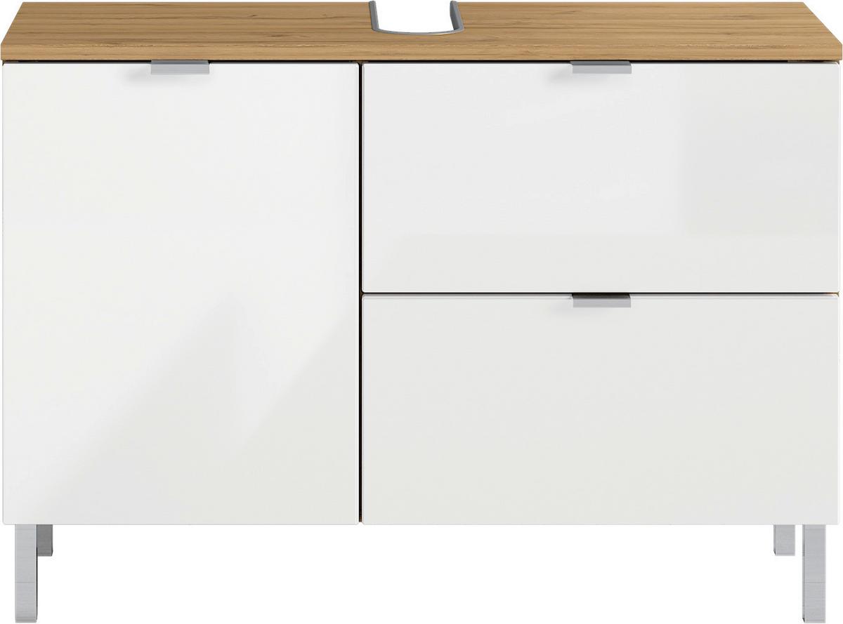 Waschbeckenunterschrank GW-Mau resa ca.80x56x34 cm Eiche/Weiß - Chromfarben/Eichefarben, KONVENTIONELL, Holzwerkstoff/Metall (80/56/34cm) - Germania