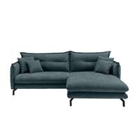 Ecksofa Lava Blau Velours - bleu/noir, Design, textile/métal (255/180cm) - Livetastic