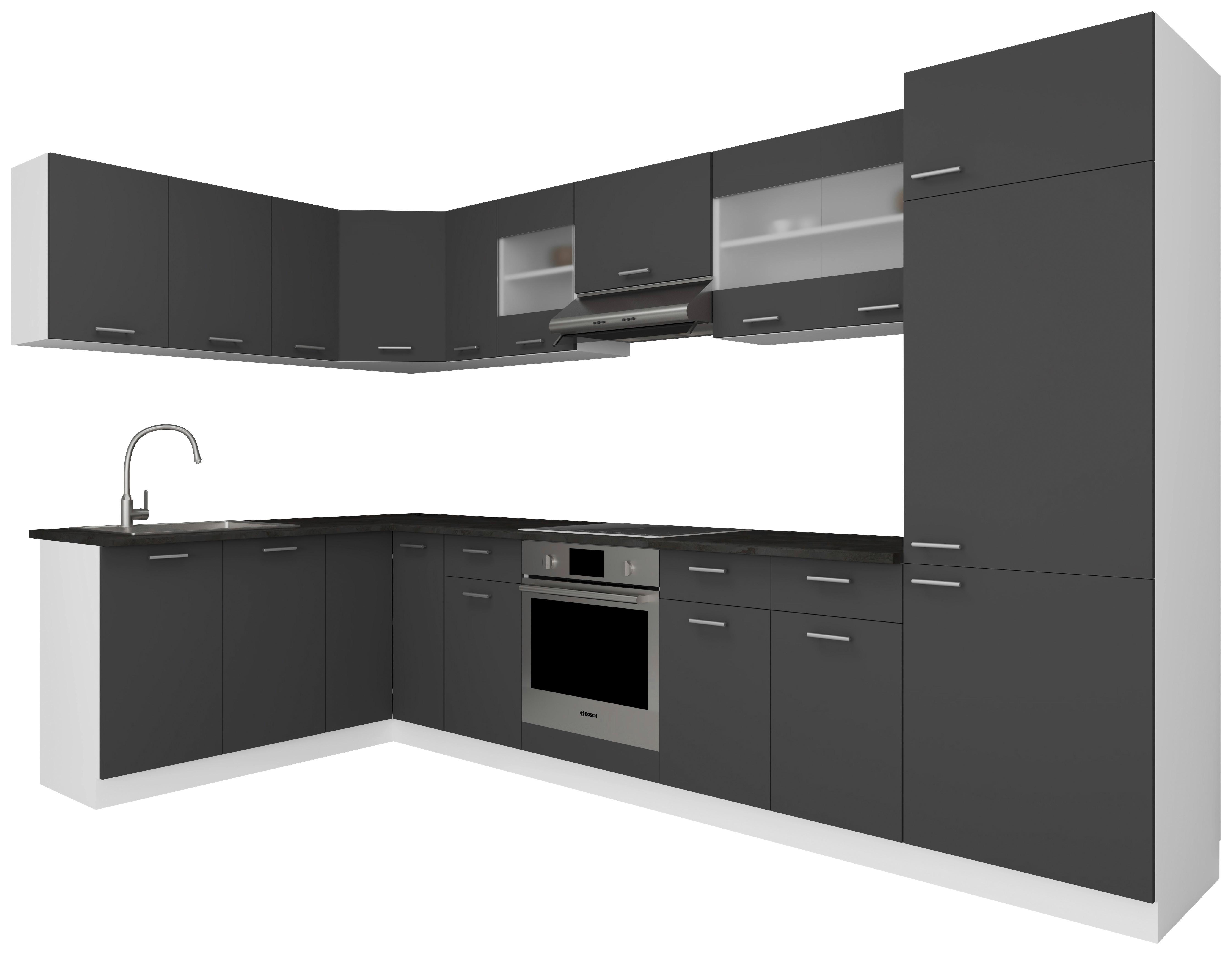 Kotna Kuhinja Esilo, Siva, Bela - bela/barve aluminija, Konvencionalno, kovina/leseni material (178/328cm) - MID.YOU