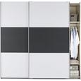 Schwebetürenschrank Schwarz/Weiß - Schwarz/Weiß, Holzwerkstoff (218/210/59cm) - BASED