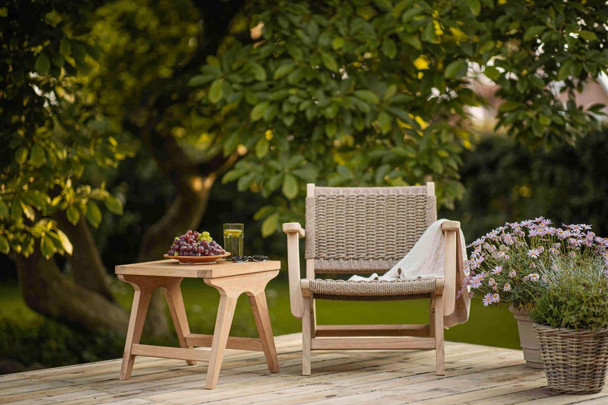 Loungesessel Eya - Braun/Teakfarben, Natur, Holz/Kunststoff (68/70/75cm) - Gardenson