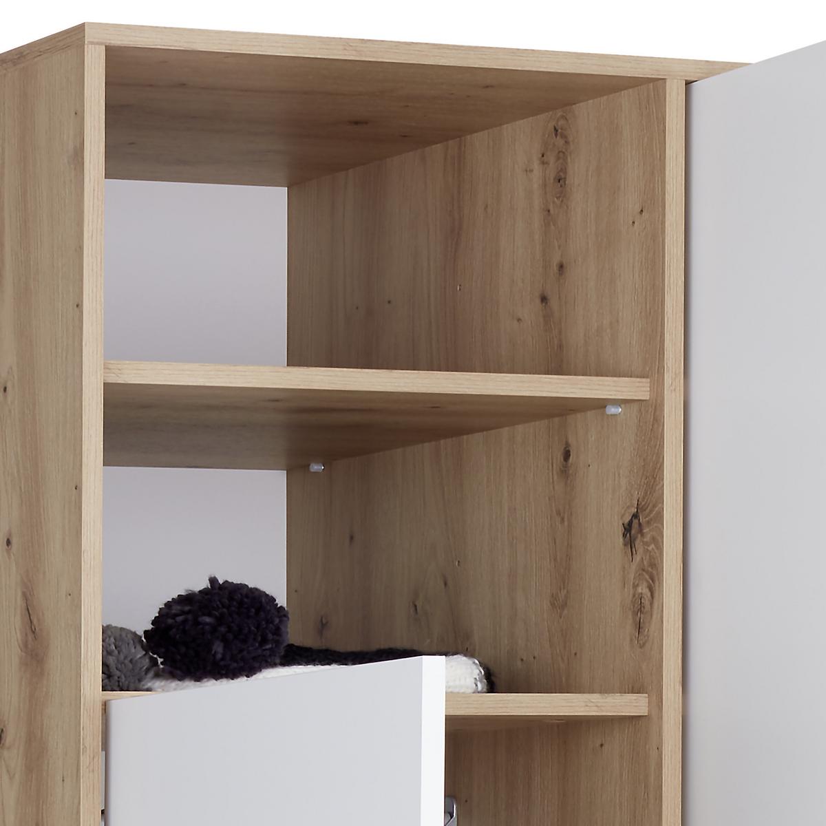 Ormar Za Odjeću Box - bijela/boje hrasta, Moderno, drvni materijal/plastika (147/205/55cm) - Modern Living