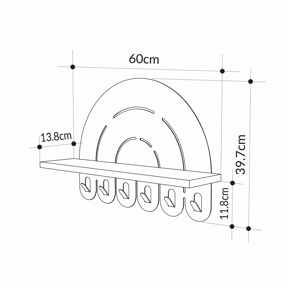 Wandgarderobe Rainbow ca. 60x40x14 cm Anthr./Weiß - Weiß, Design, Holzwerkstoff/Metall (60/40/14cm) - Livetastic