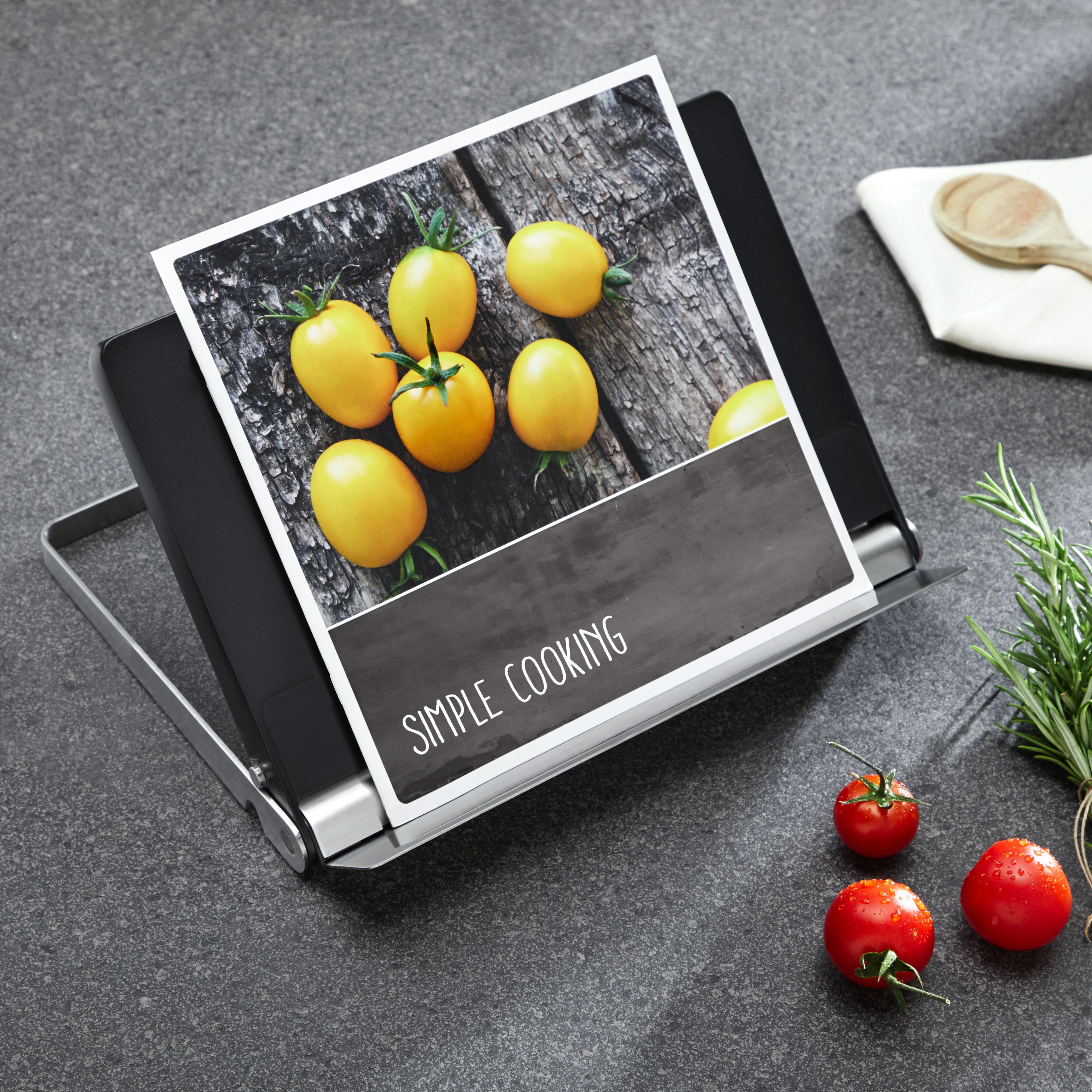 Buchhalter Rösle - Edelstahlfarben/Schwarz, KONVENTIONELL, Kunststoff/Metall (25/18/2cm) - Rösle