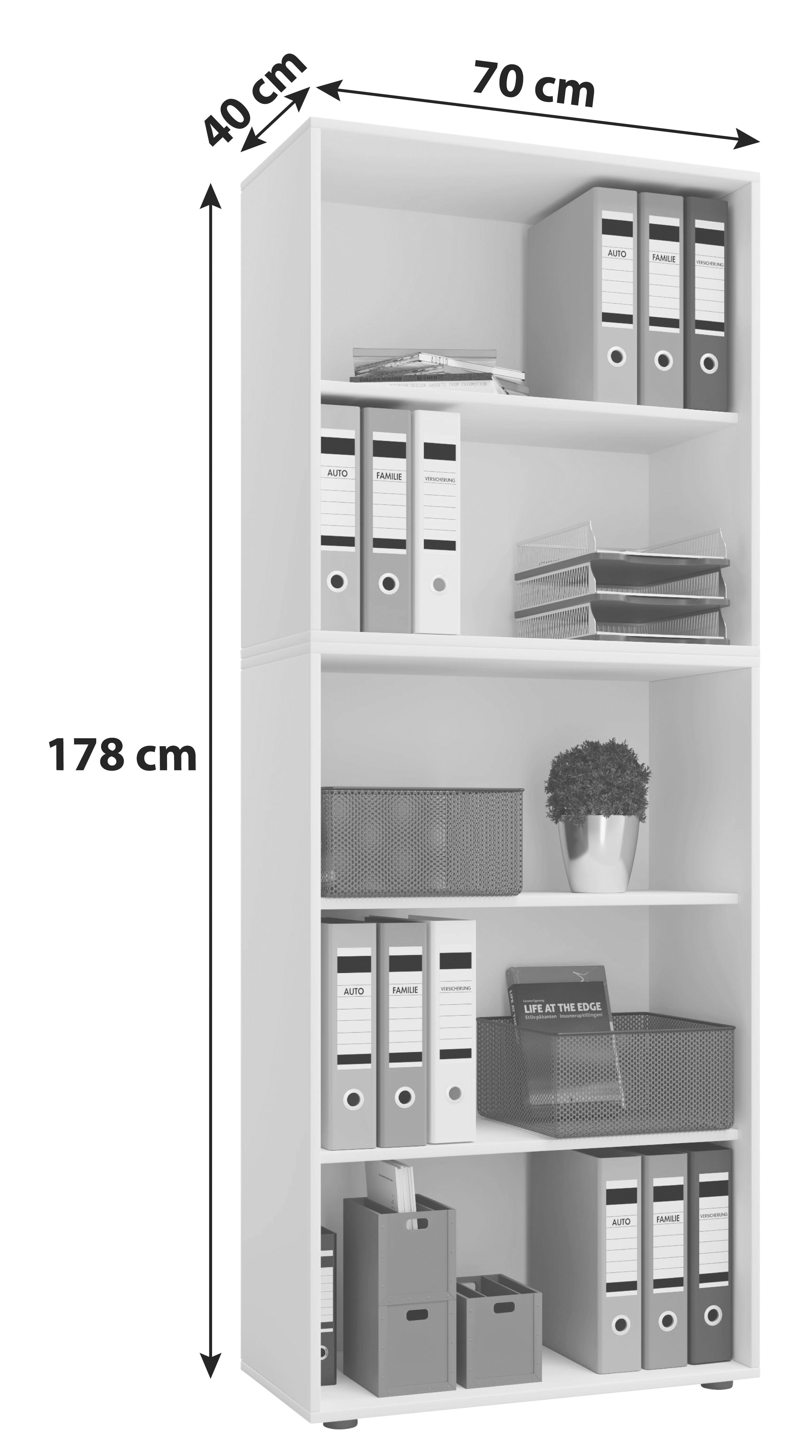 Pisarniški Regal Lona Xxl, Siva - siva/črna, Basics, leseni material (70/178/37cm) - MID.YOU