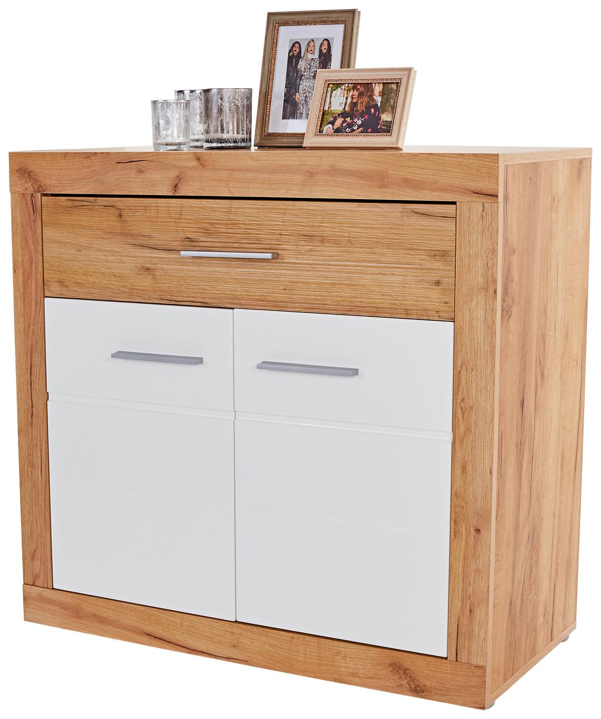 Comodă Malta - alb/culoare lemn stejar, Modern, material pe bază de lemn (96,4/86/39,9cm) - Modern Living