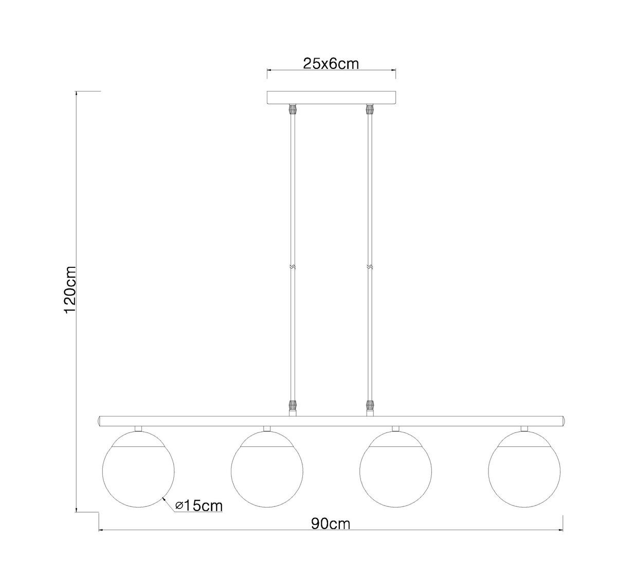 LAMPA WISZĄCA AIGEN - czarny, Design, metal/szkło (90/15/120cm) - Novel