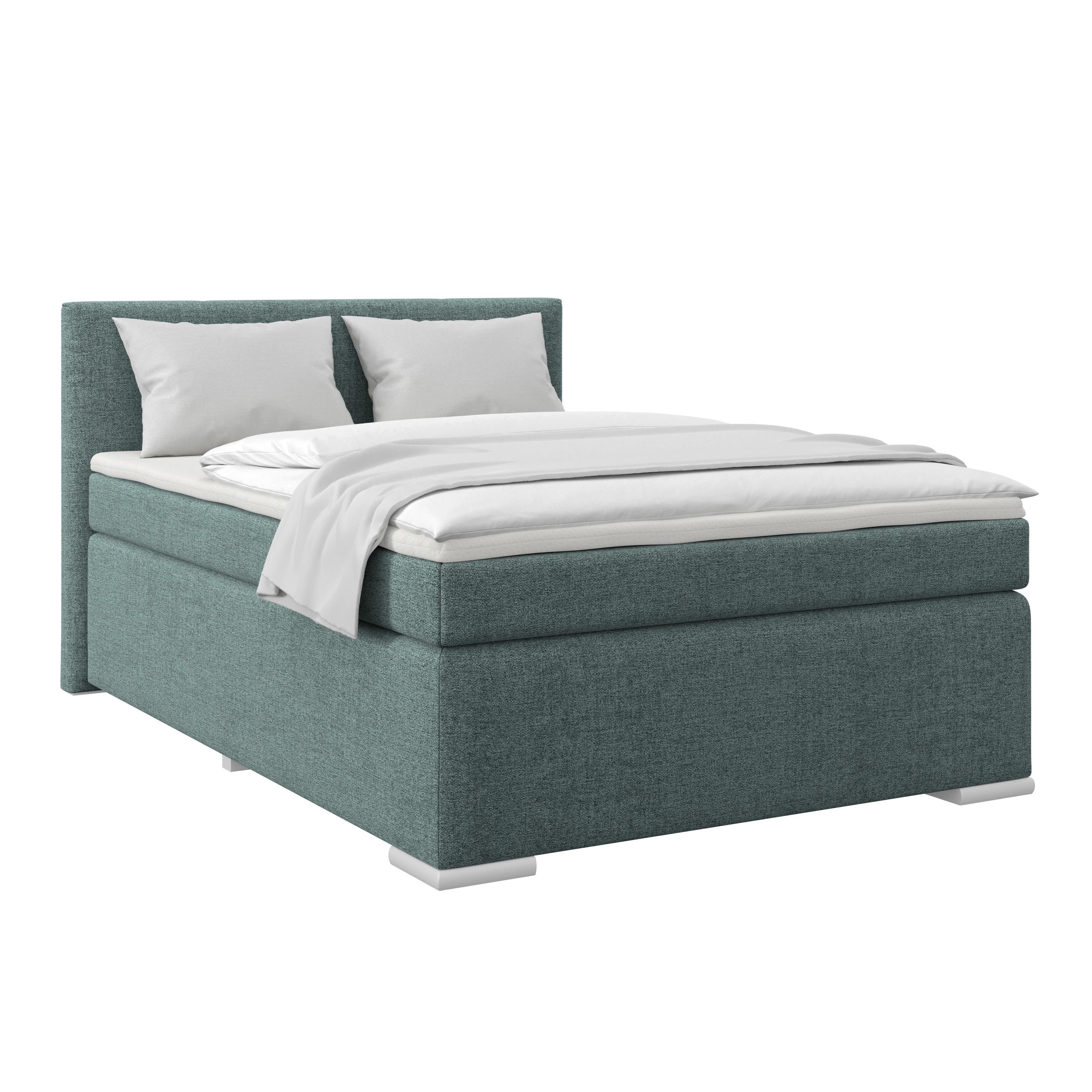 Boxspring Krevet Mira - srebrne boje/plava, Konvencionalno, drvo/metal (120/200cm) - Best Price