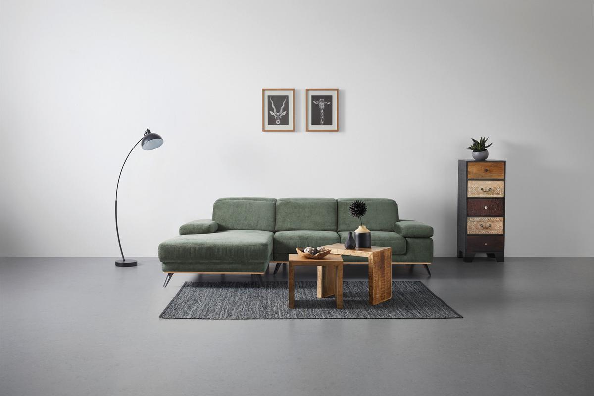 Sarokkanapé Royce - olívazöld, Modern, textil (194/81-105/283cm) - Premium Living