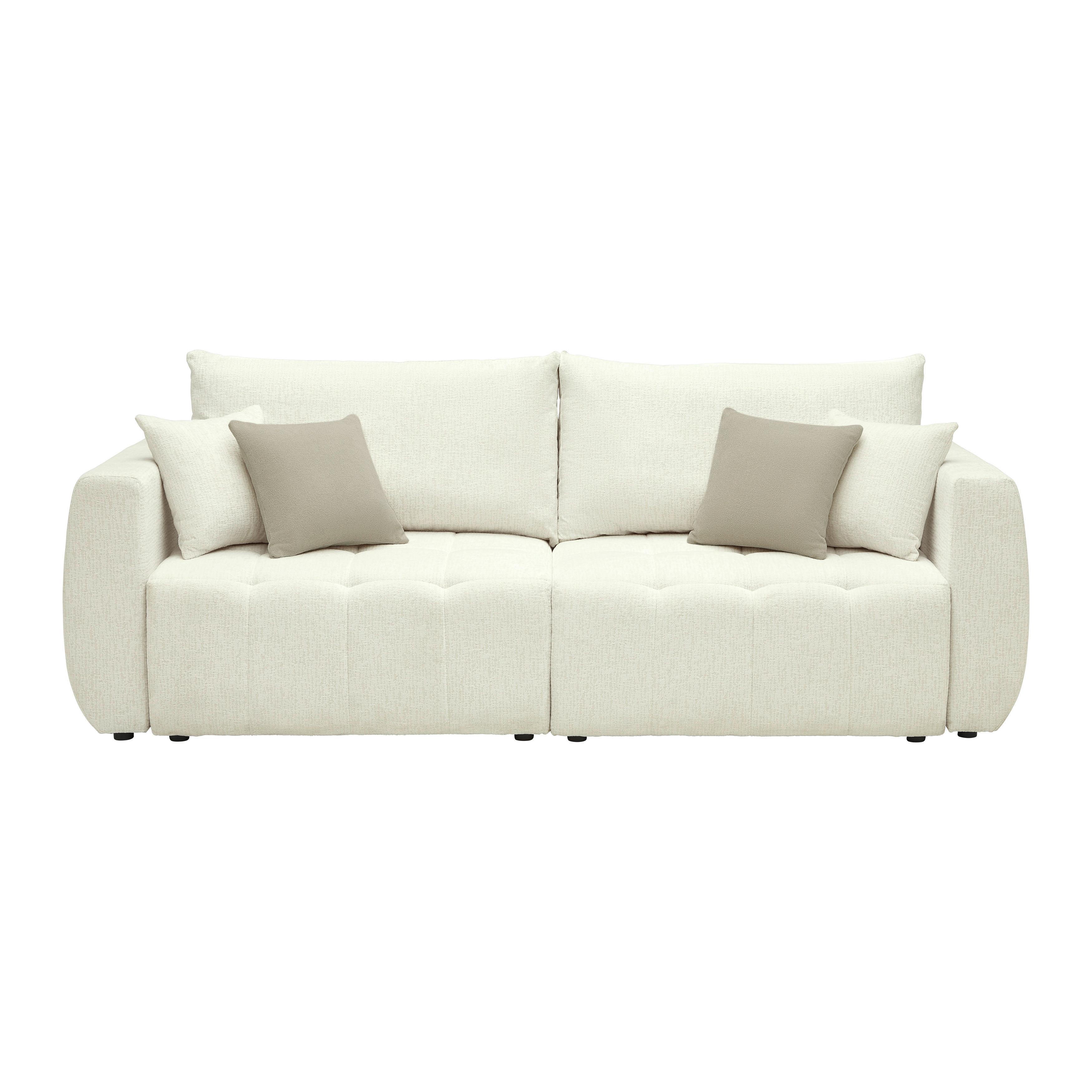 Schlafsofa Bologna Beige - Beige/Schwarz, Holz/Textil (245/74-90/104cm) - Mömax