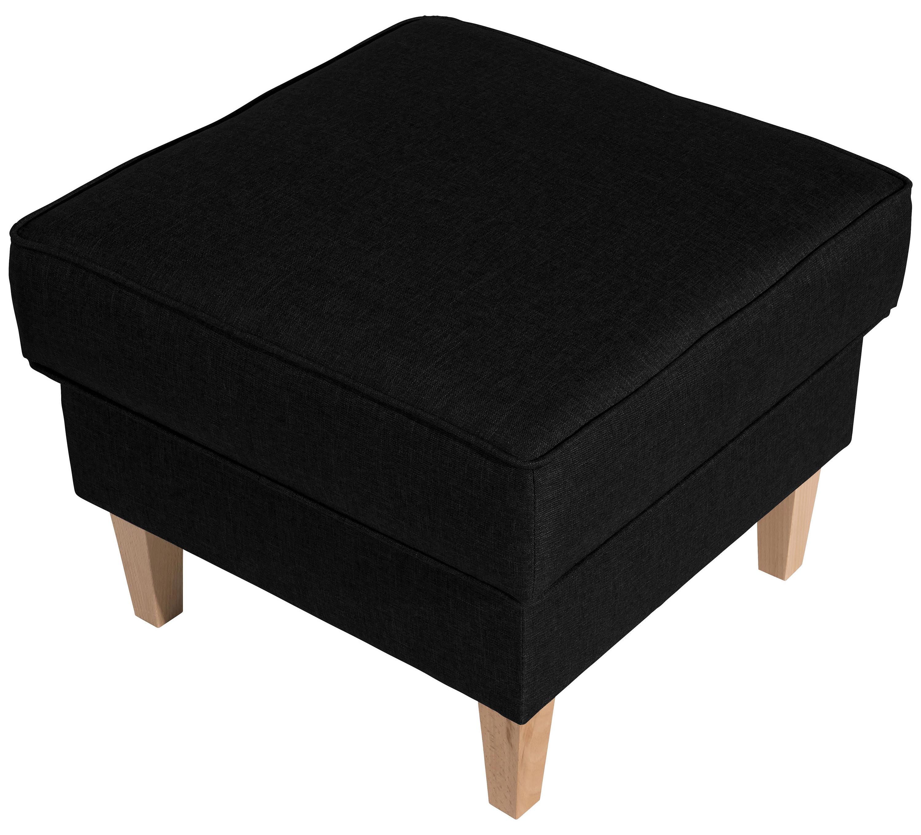 Hocker Lorris Schwarz Flachgewebe - Buchefarben/Schwarz, Design, Holz/Textil (53/45/53cm) - Max Winzer