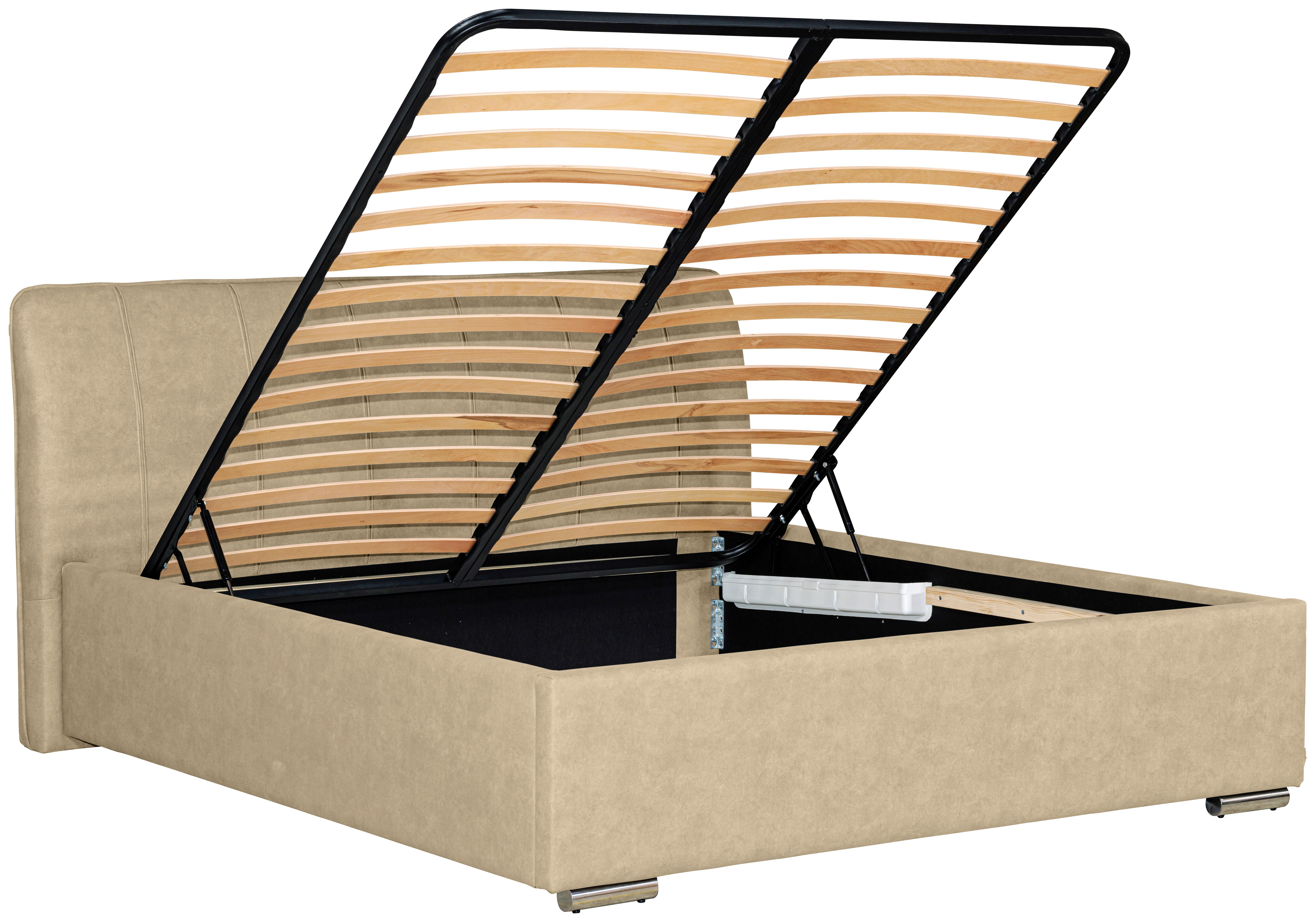 Oblazinjena Postelja France Storage, 160x200, Bež - barve kroma/črna, Basics, kovina/tekstil (160/200cm) - Modern Living