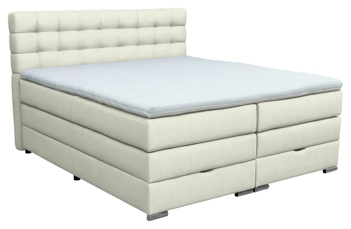 Boxspringbett London Elfenbein ca. 160x200cm - Chromfarben/Elfenbein, MODERN, Holz/Holzwerkstoff (160/200cm) - Premium Living