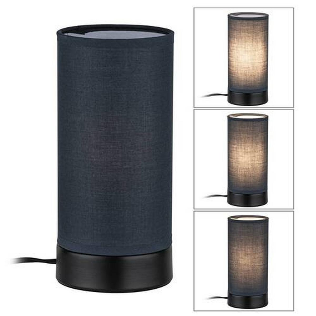 Tischleuchte Pia in Grau/Schwarz max. 25 Watt - Schwarz/Grau, Design, Textil/Metall (10/21cm) - Paulmann