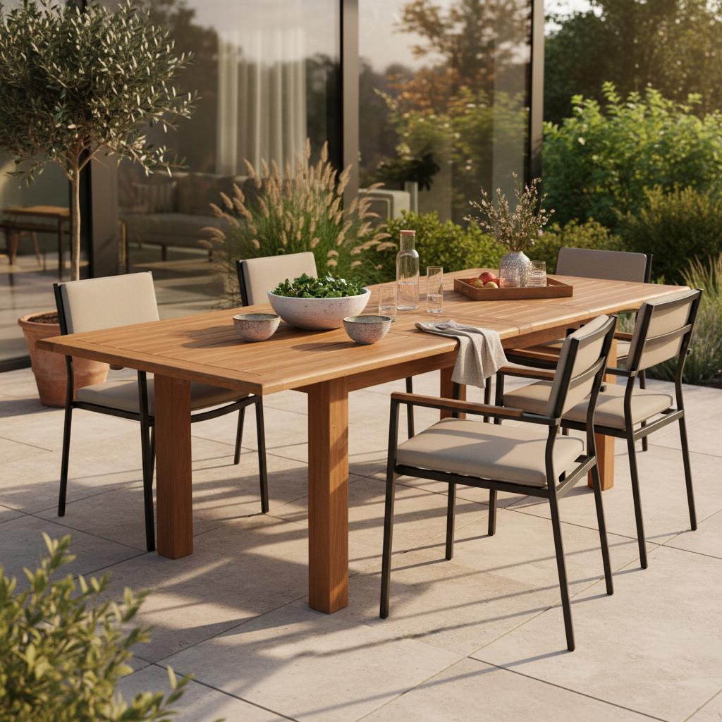 Gartentisch Paraiba Akazie ausziehbar - Akaziefarben, ROMANTIK / LANDHAUS, Holz (180-260/100/75cm) - Gardenson