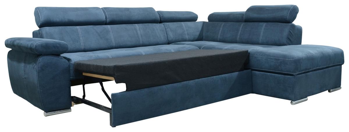 Sedežna Garnitura Casti Ii, Temno Modra, Ležišče, Predal - barve kroma/temno modra, Moderno, umetna masa/tekstil (270/205cm) - Mömax