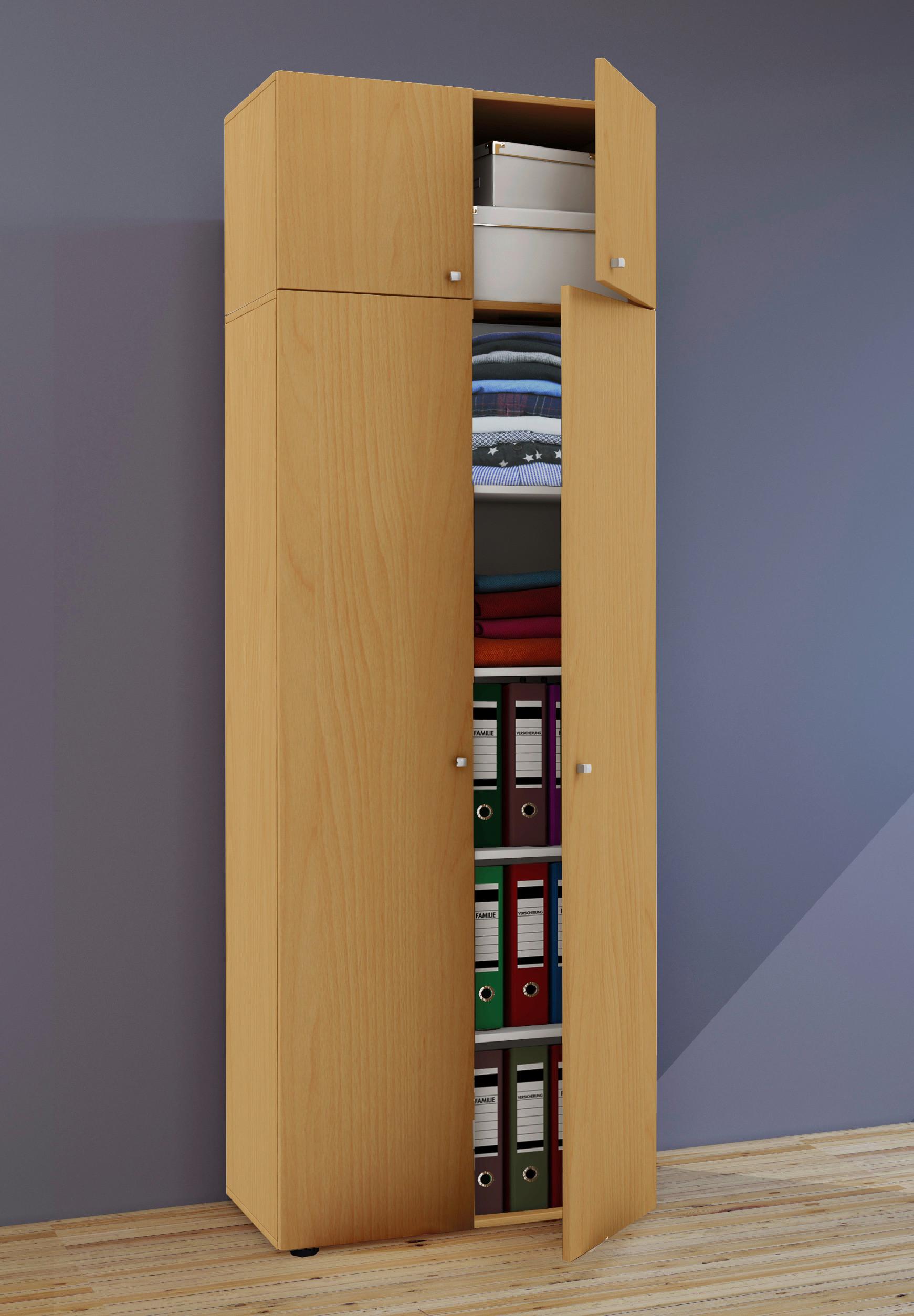 Večnamenska Omara Vandol I, Bukev - srebrne barve/črna, Moderno, umetna masa/leseni material (70/218/39cm) - MID.YOU