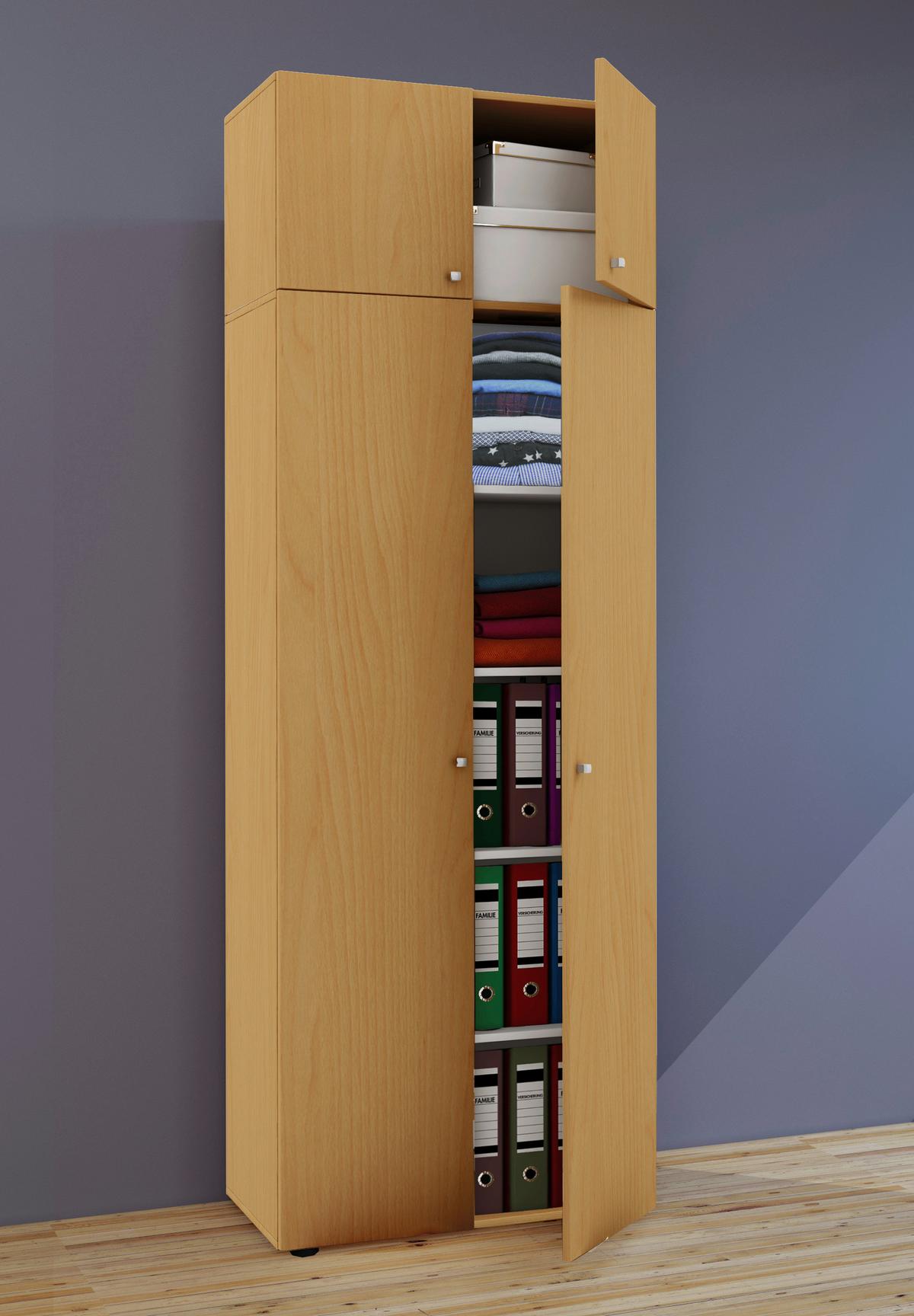 Večnamenska Omara Vandol I, Bukev - srebrne barve/črna, Moderno, umetna masa/leseni material (70/218/39cm) - MID.YOU