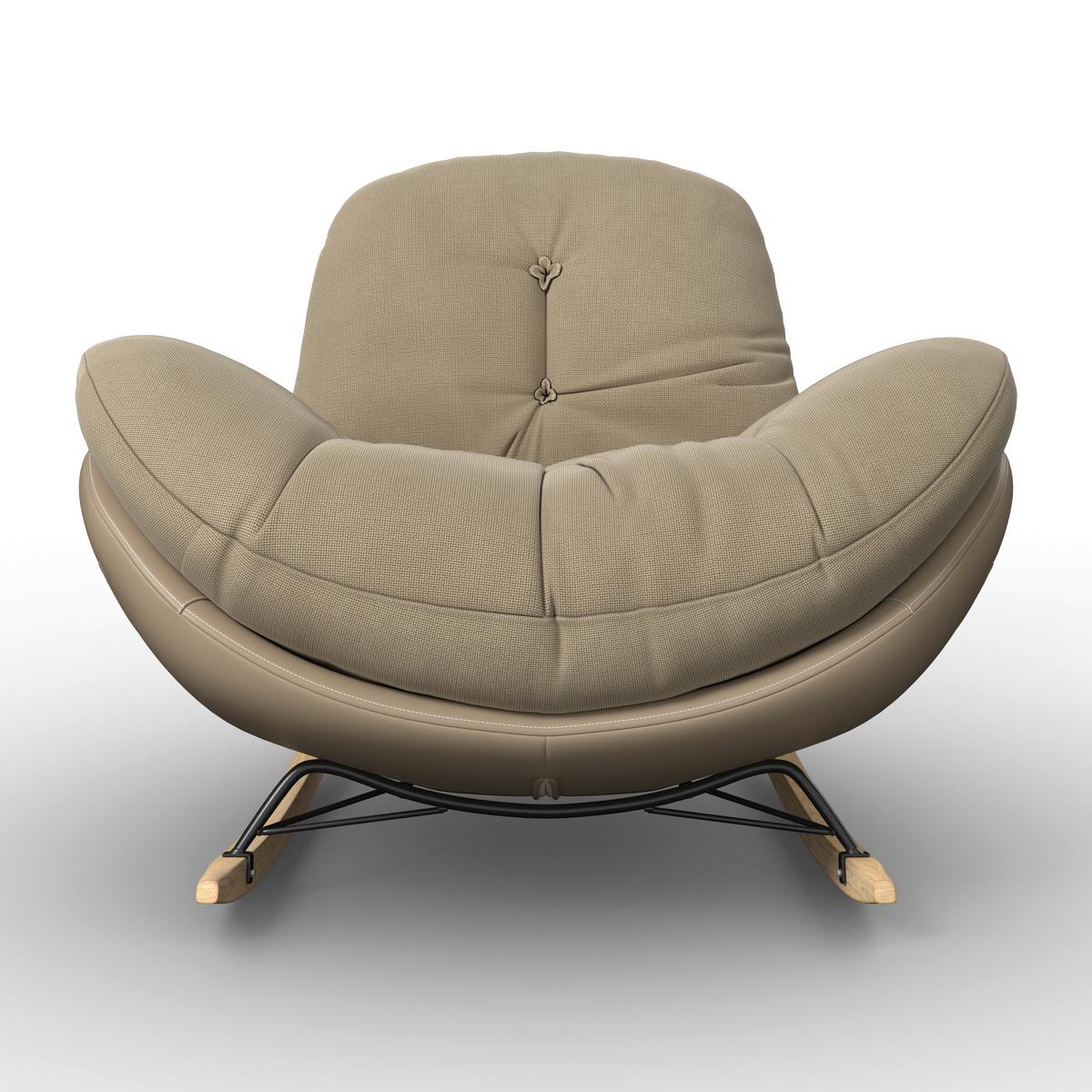 Schaukelsessel Elea Beige Lederlook/Chenille - Beige/Schwarz, MODERN, Holz/Textil (104/78/102cm) - Bessagi Home