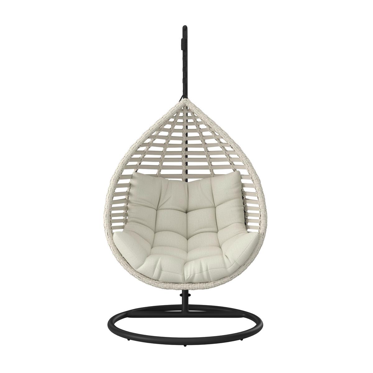 HÄNGESESSEL NANCY - Dunkelgrau/Creme, Modern, Kunststoff/Textil (105/196/120cm) - Bessagi Garden