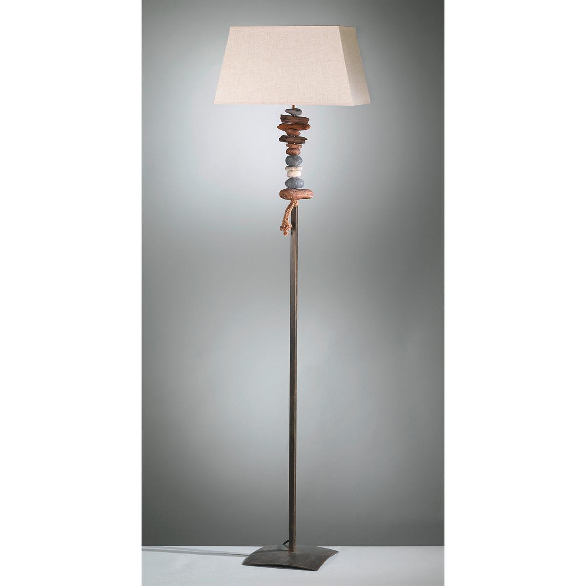 Stehleuchte Seregon Schwarz/Weiß max. 22 Watt - Schwarz/Weiß, Natur, Textil/Stein (45/25/170cm)