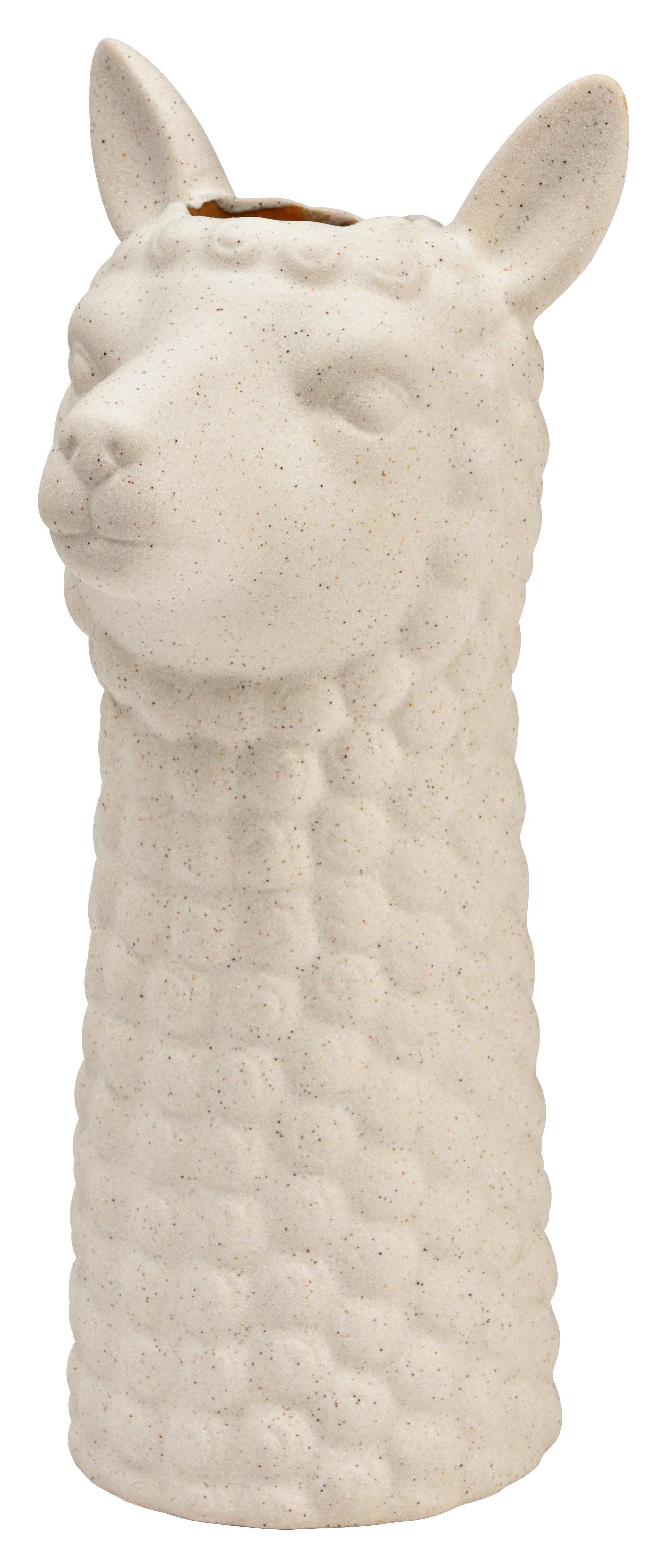 Vase Alpaka Kopf Sand Finish Grauweiß - Grauweiß, Basics, Keramik (13,0/27,0/11,0cm)
