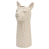 Vase Alpaka Kopf Sand Finish Grauweiß - Grauweiß, Basics, Keramik (13,0/27,0/11,0cm)