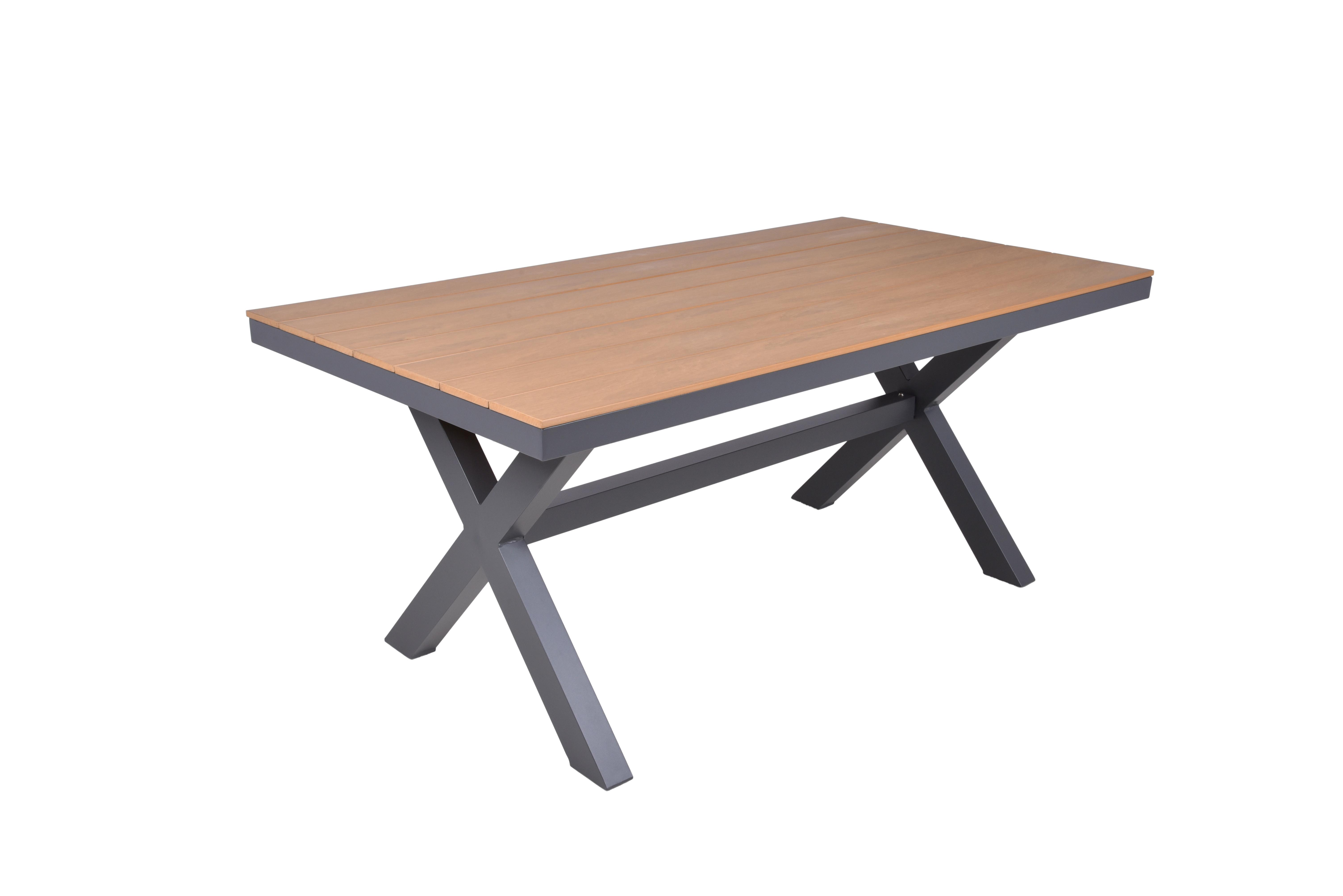 Gartentisch Silea Anthrazit/Braun ca.173x93x75cm - Anthrazit/Braun, Basics, Kunststoff/Metall (173/93,5/75cm) - Gardenson