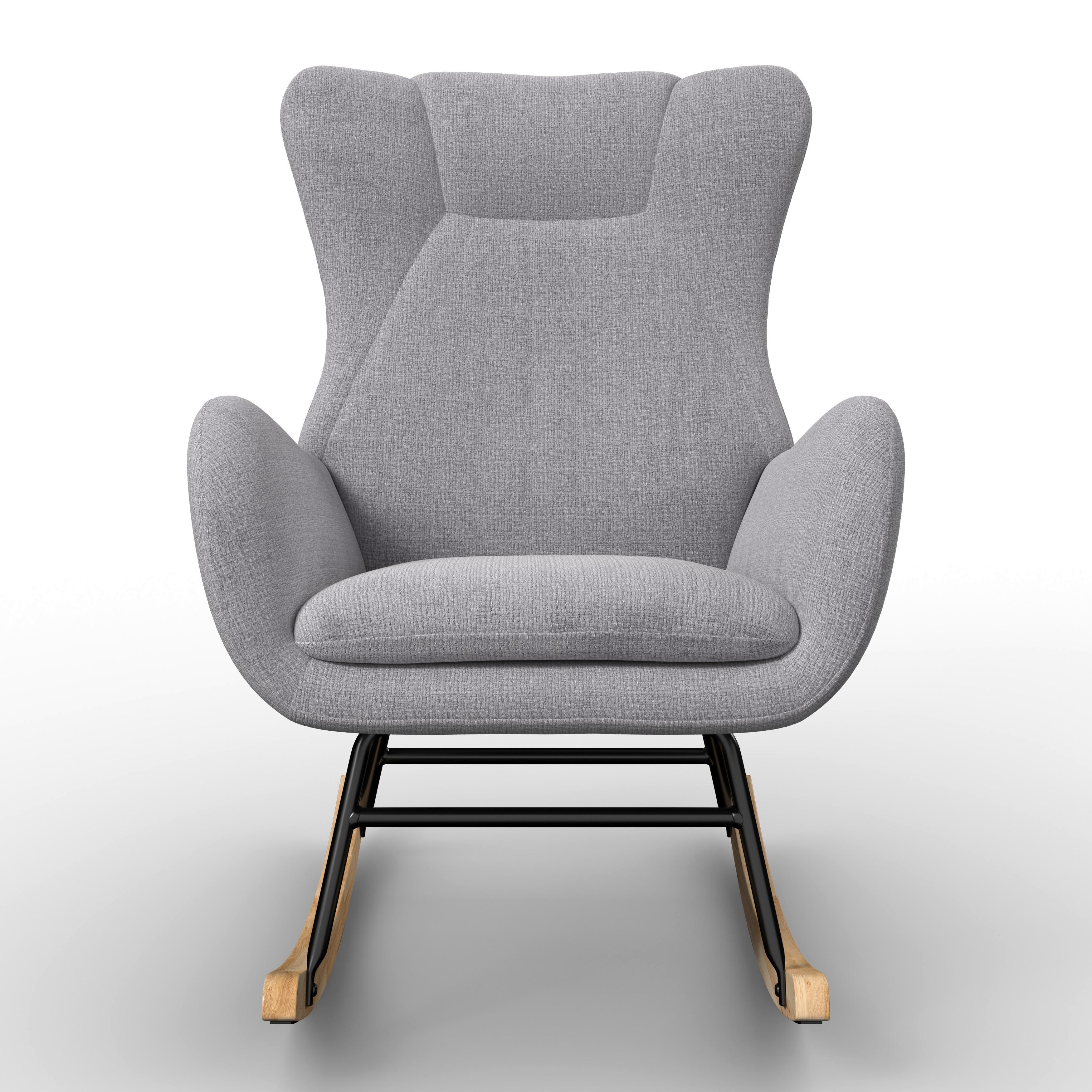 RELAXFÅTÖLJ EMILIO - grå/naturfärgad, Modern, metall/trä (68/92/87cm) - Bessagi Home