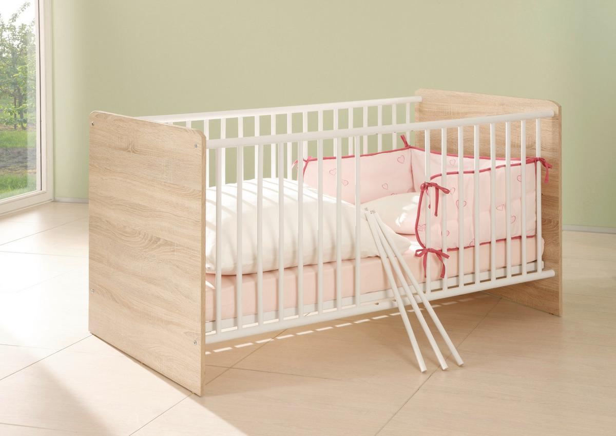 Otroška Posteljica Wiki, Bela, Barva Hrasta, 70x140cm - bela/hrast sonoma, Konvencionalno, leseni material (144/80/82cm)